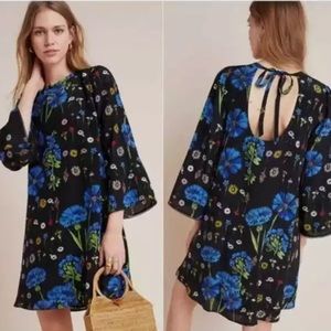 NWT Anthropologie Maeve Lucinda Tunic Dress Size S Floral Silk Lagenlook Boho